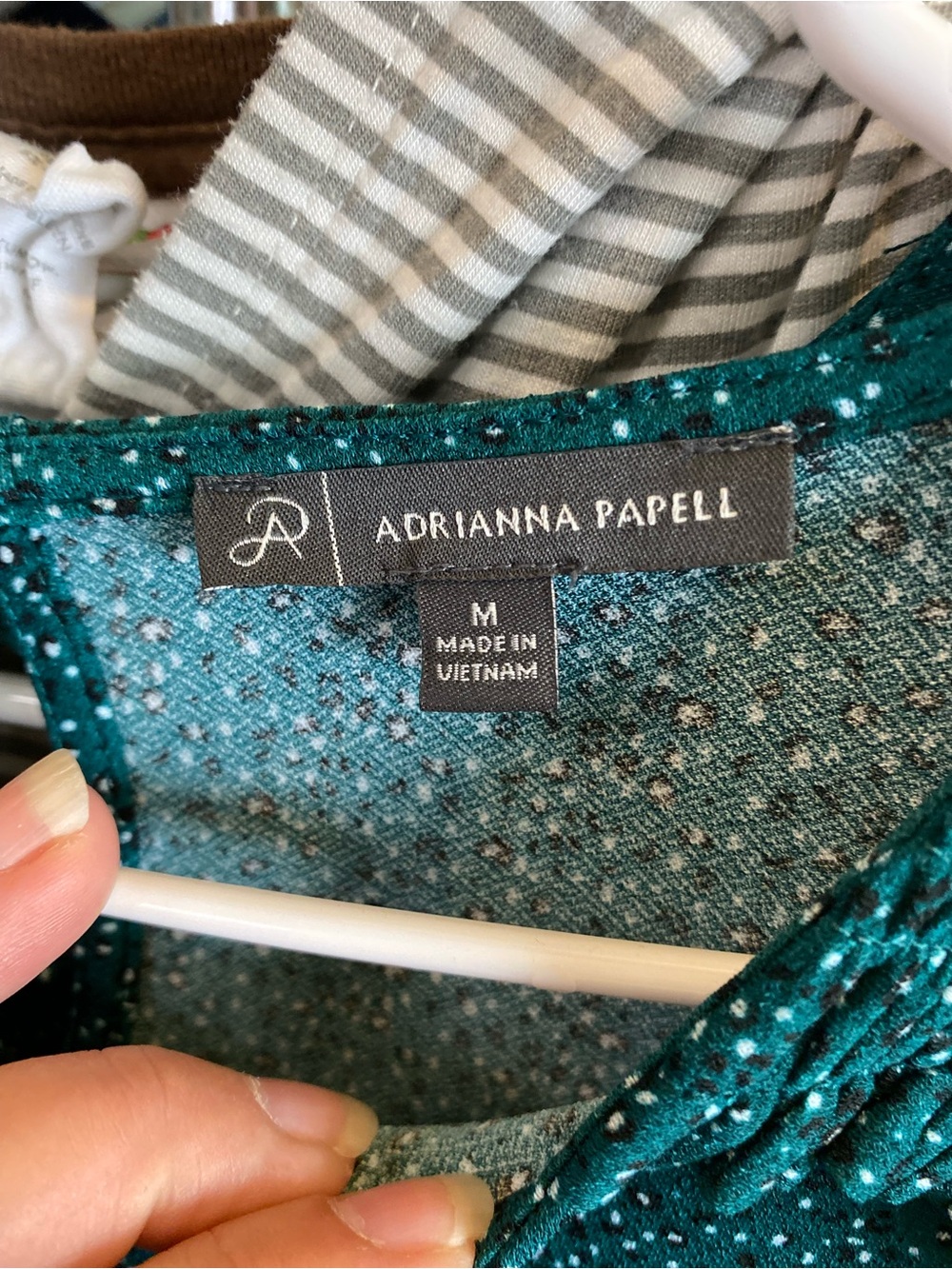 Adrianna Papell Teal Sparkle Long-Sleeve Blouse - Picture 5 of 9